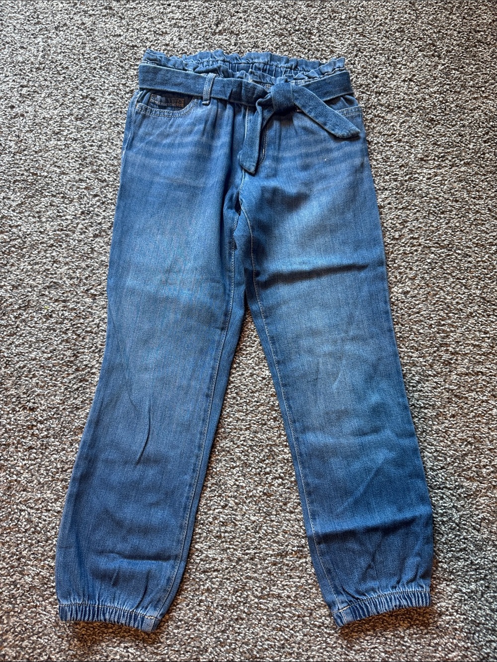 The Children's Place Blue Denim Jogger Jeans with Tie Waist